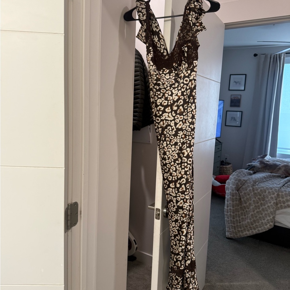 Free People Brown and Cream Maxi Dress